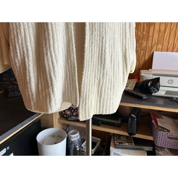 Barefoot Dreams Cozychic Lite Knit Soft Open Cardigan Cream 3/4 Sleeveless S/M - Picture 2 of 9